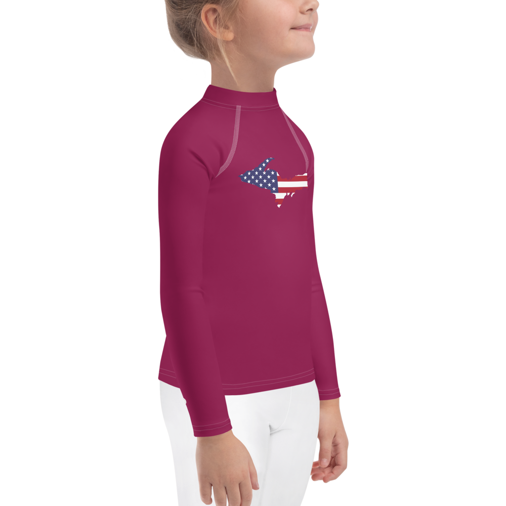 Michigan Upper Peninsula Rash Guard (w/ UP USA Flag) | Toddler - Ruby Red