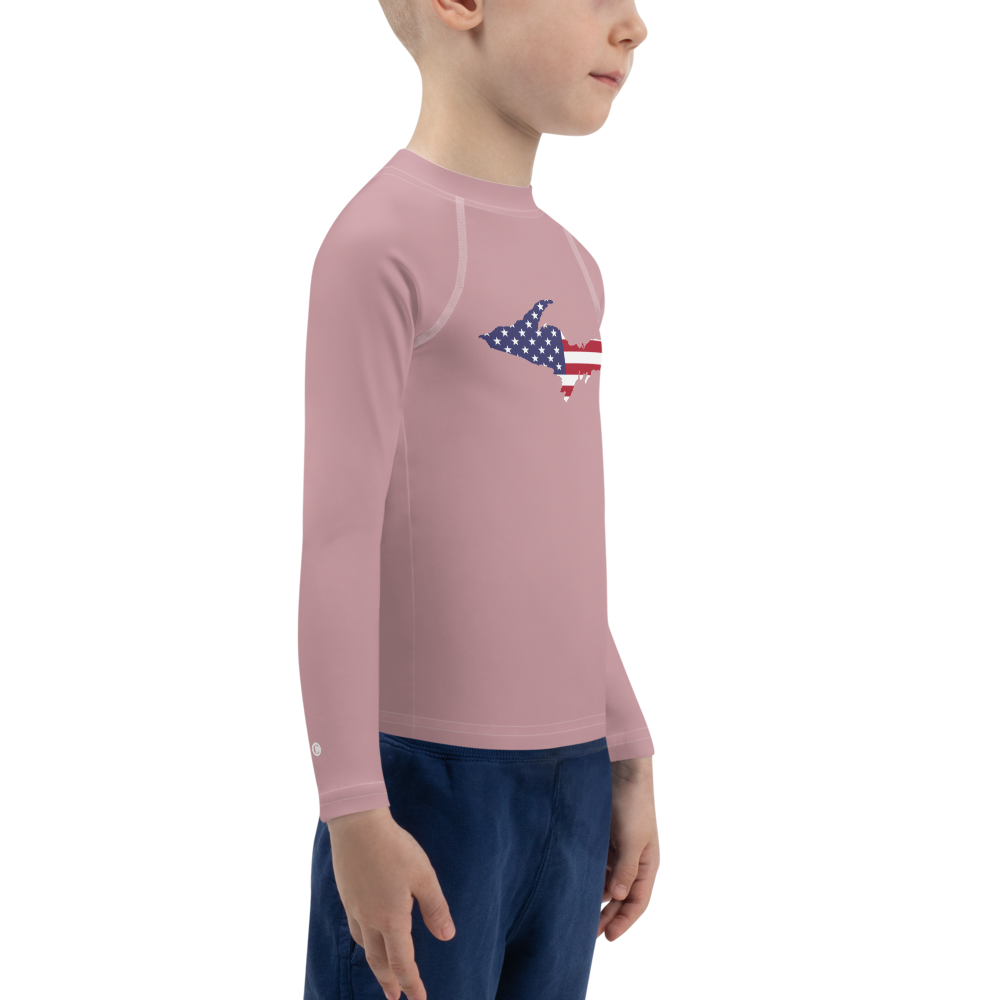 Michigan Upper Peninsula Rash Guard (w/ UP USA Flag) | Toddler - Cherry Blossom Pink