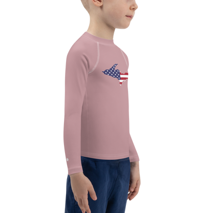 Michigan Upper Peninsula Rash Guard (w/ UP USA Flag) | Toddler - Cherry Blossom Pink