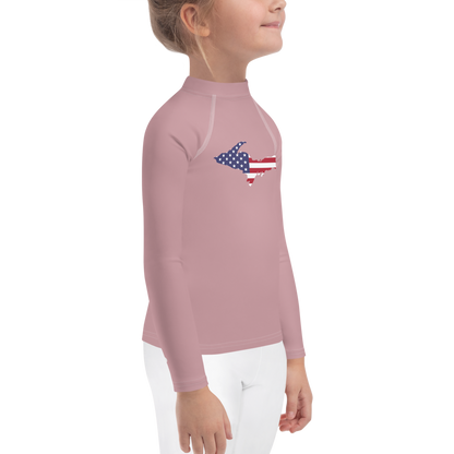 Michigan Upper Peninsula Rash Guard (w/ UP USA Flag) | Toddler - Cherry Blossom Pink