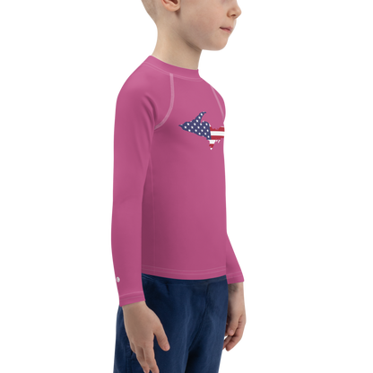 Michigan Upper Peninsula Rash Guard (w/ UP USA Flag) | Toddler - Apple Blossom Pïnk