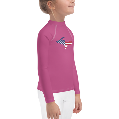 Michigan Upper Peninsula Rash Guard (w/ UP USA Flag) | Toddler - Apple Blossom Pïnk