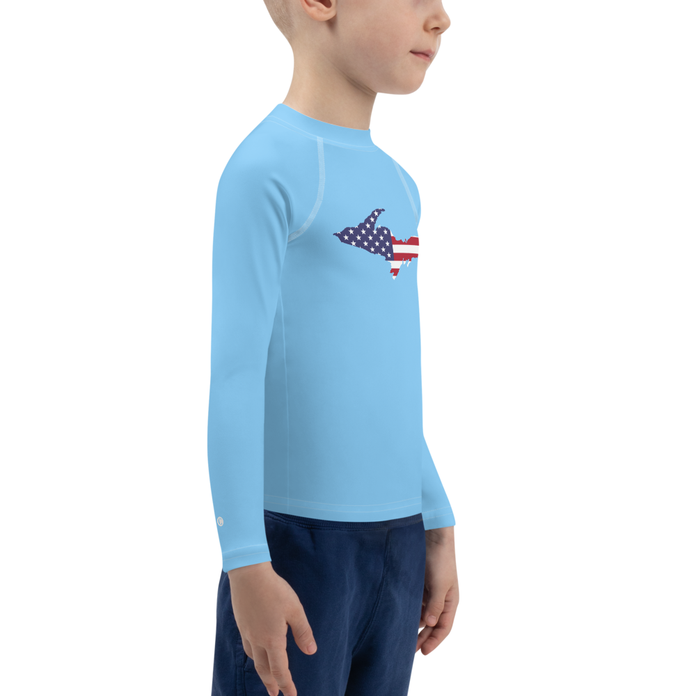 Michigan Upper Peninsula Rash Guard (w/ UP USA Flag) | Toddler - DTW Blue