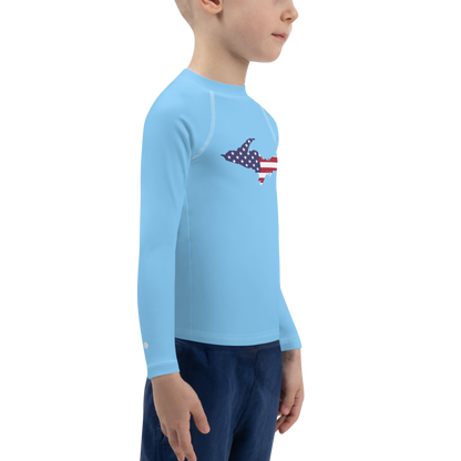 Michigan Upper Peninsula Rash Guard (w/ UP USA Flag) | Toddler - DTW Blue