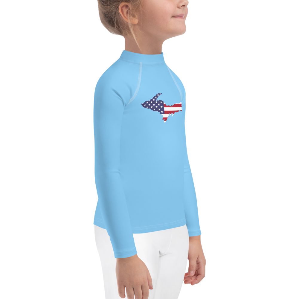 Michigan Upper Peninsula Rash Guard (w/ UP USA Flag) | Toddler - DTW Blue