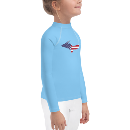 Michigan Upper Peninsula Rash Guard (w/ UP USA Flag) | Toddler - DTW Blue