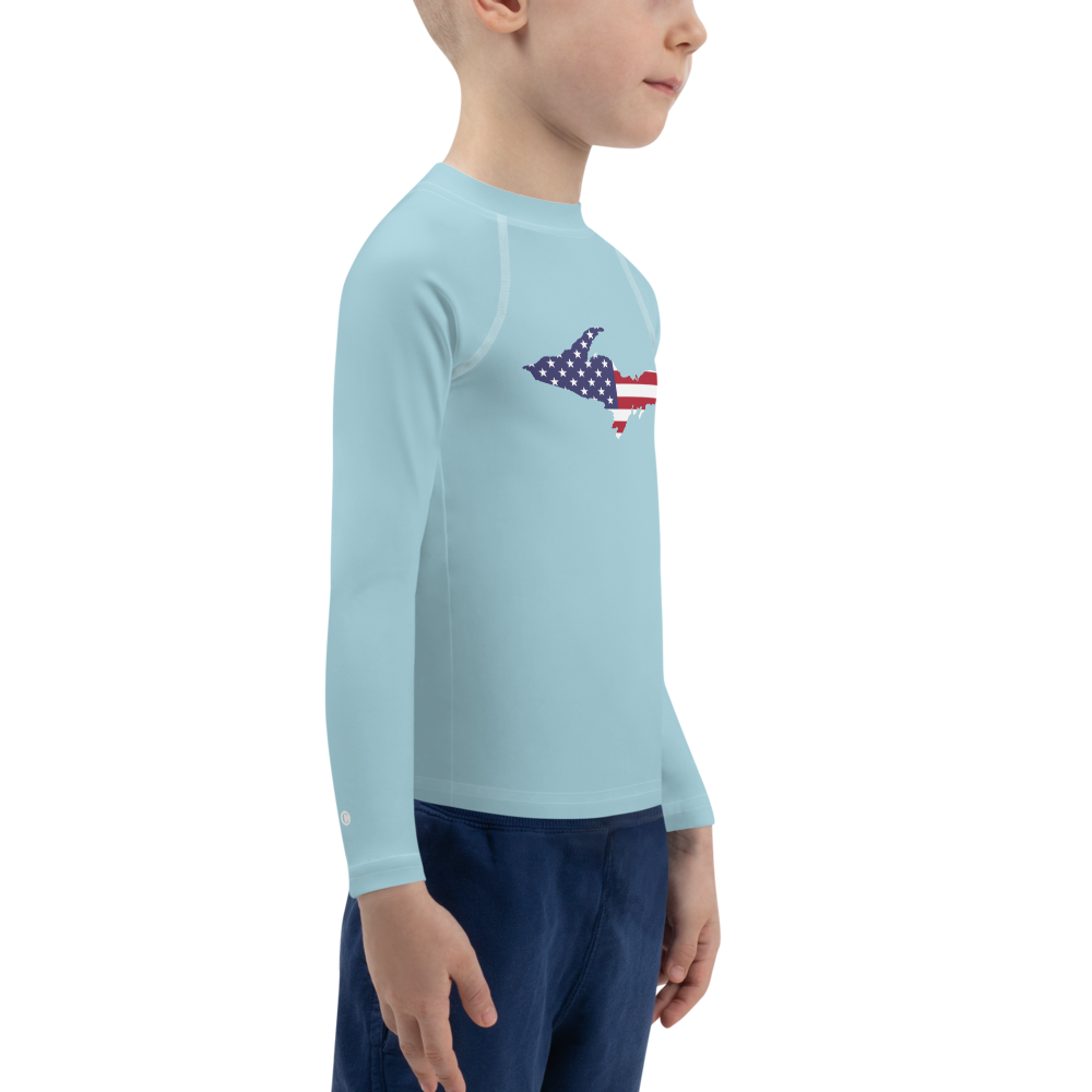 Michigan Upper Peninsula Rash Guard (w/ UP USA Flag) | Toddler - '58 Caddie Blue