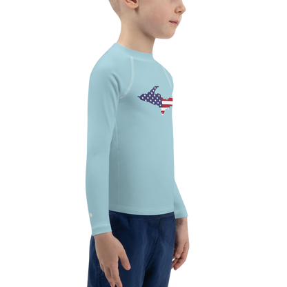 Michigan Upper Peninsula Rash Guard (w/ UP USA Flag) | Toddler - '58 Caddie Blue