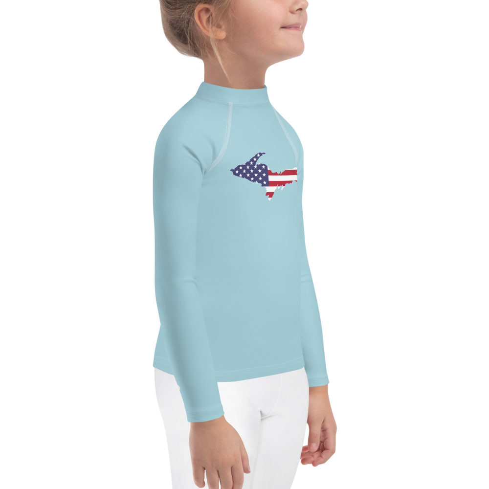 Michigan Upper Peninsula Rash Guard (w/ UP USA Flag) | Toddler - '58 Caddie Blue