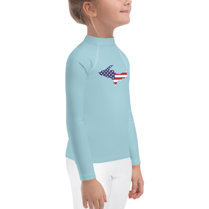 Michigan Upper Peninsula Rash Guard (w/ UP USA Flag) | Toddler - '58 Caddie Blue