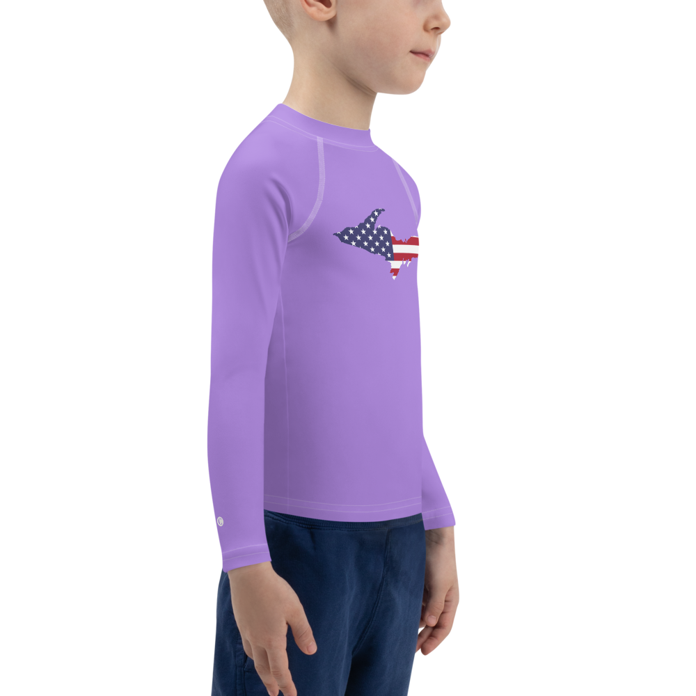 Michigan Upper Peninsula Rash Guard (w/ UP USA Flag) | Toddler - Lavender