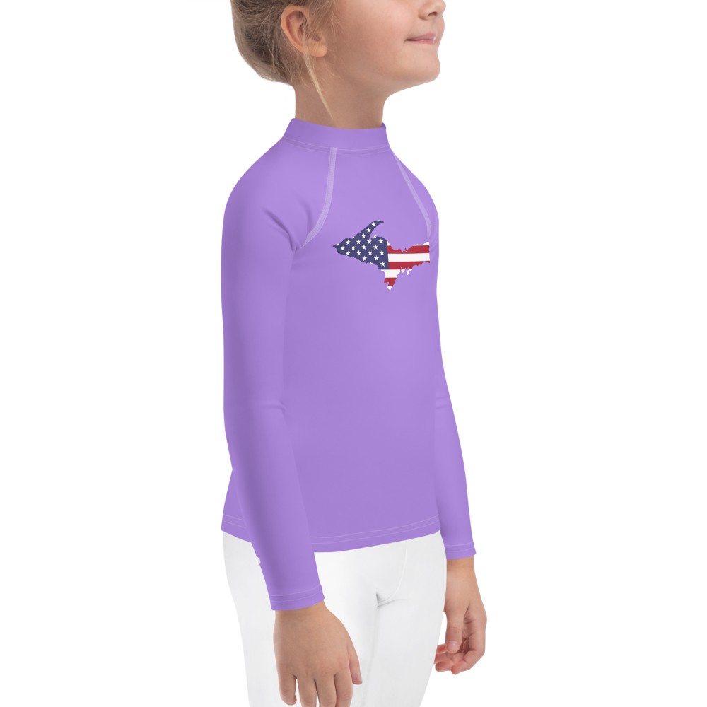 Michigan Upper Peninsula Rash Guard (w/ UP USA Flag) | Toddler - Lavender