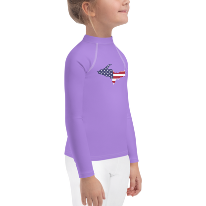 Michigan Upper Peninsula Rash Guard (w/ UP USA Flag) | Toddler - Lavender