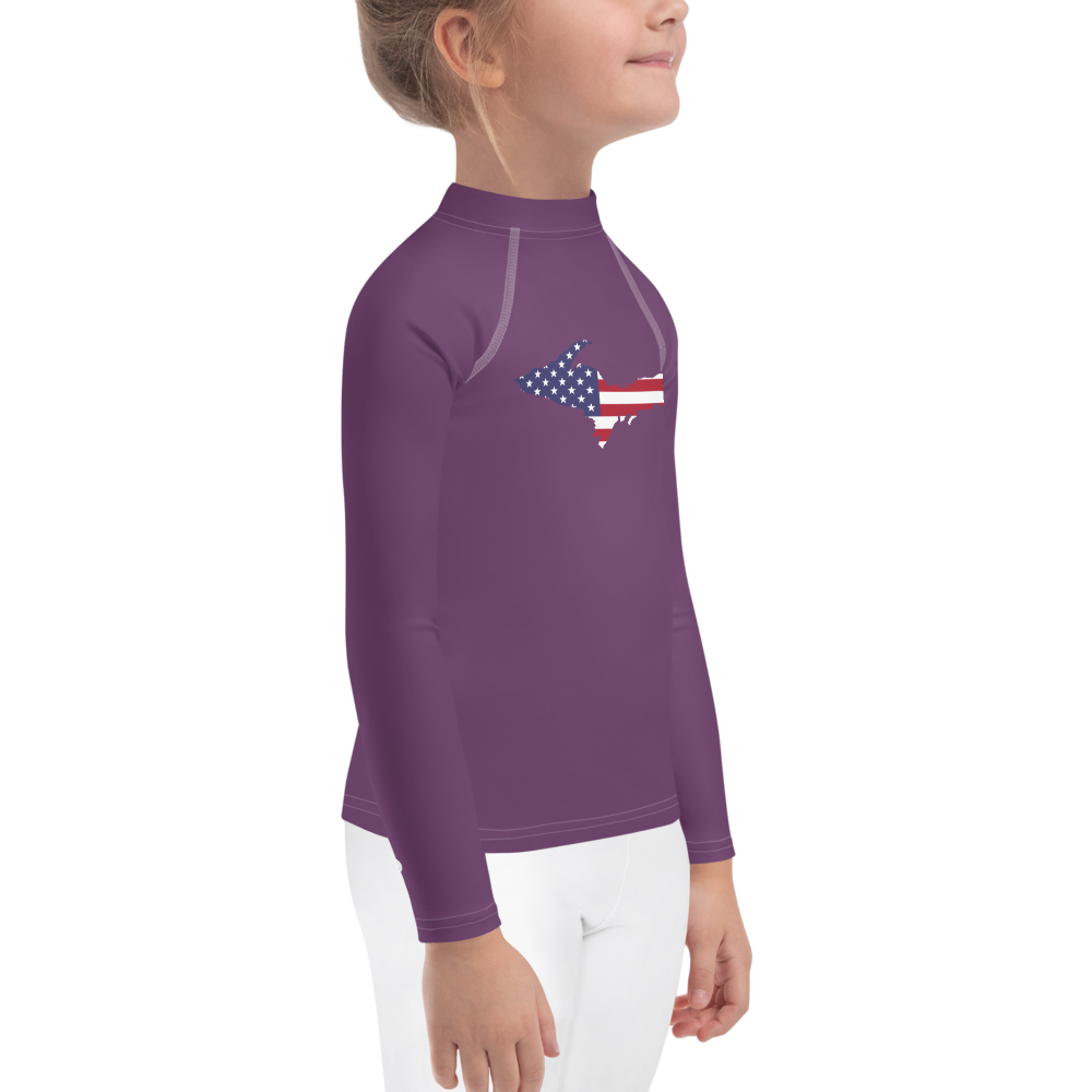 Michigan Upper Peninsula Rash Guard (w/ UP USA Flag) | Toddler - Plum