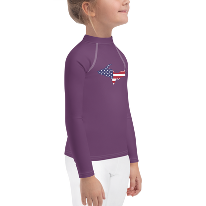 Michigan Upper Peninsula Rash Guard (w/ UP USA Flag) | Toddler - Plum