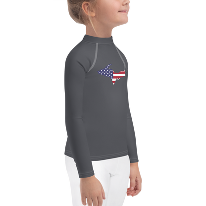 Michigan Upper Peninsula Rash Guard (w/ UP USA Flag) | Toddler - Iron Ore Grey