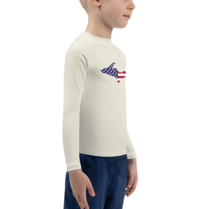 Michigan Upper Peninsula Rash Guard (w/ UP USA Flag) | Toddler - Ivory White