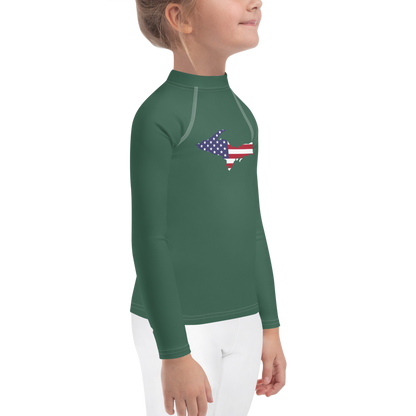 Michigan Upper Peninsula Rash Guard (w/ UP USA Flag) | Toddler - Ginger Ale Green