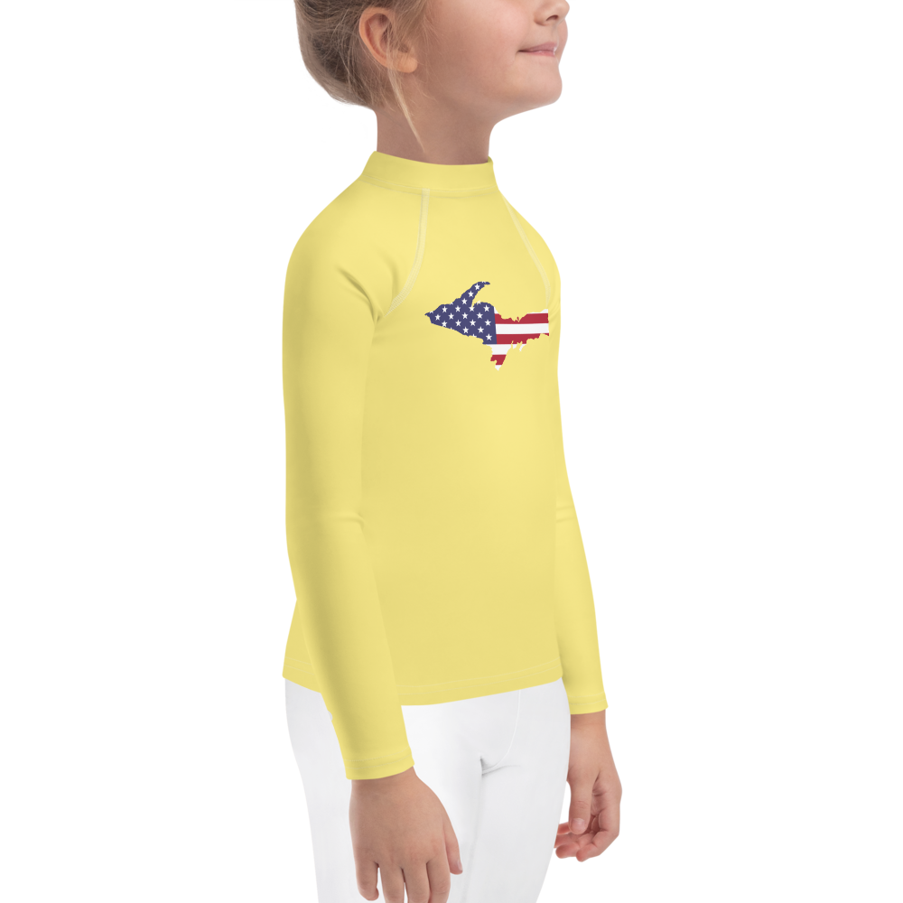 Michigan Upper Peninsula Rash Guard (w/ UP USA Flag) | Toddler - Cherry Yellow