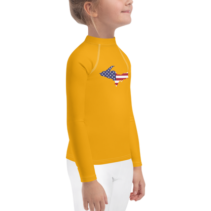 Michigan Upper Peninsula Rash Guard (w/ UP USA Flag) | Toddler - Birch Leaf Orange