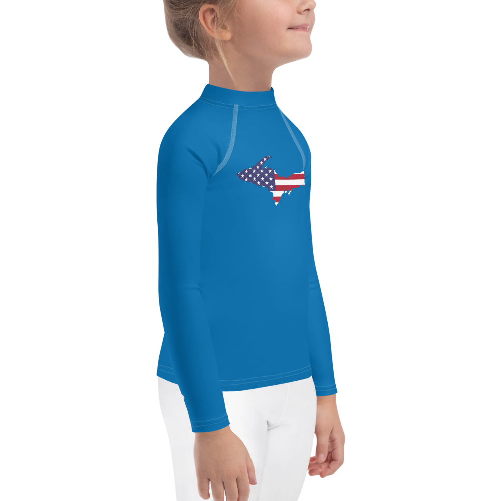 Michigan Upper Peninsula Rash Guard (w/ UP USA Flag) | Toddler - Azure