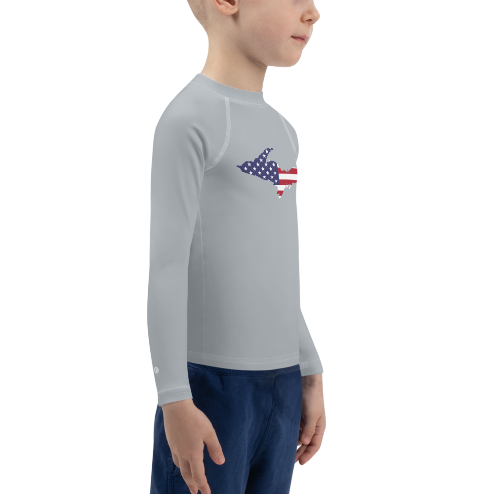 Michigan Upper Peninsula Rash Guard (w/ UP USA Flag) | Toddler - Silver