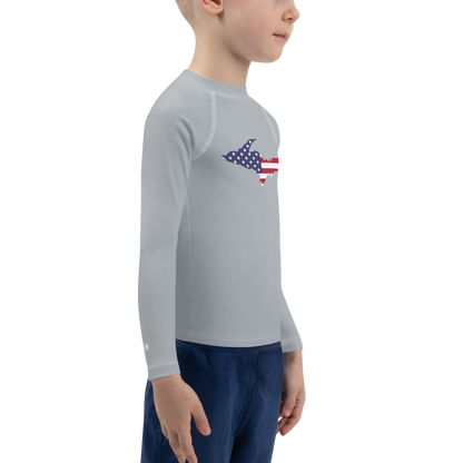 Michigan Upper Peninsula Rash Guard (w/ UP USA Flag) | Toddler - Silver