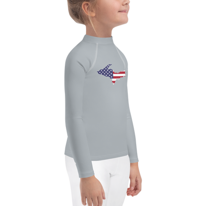 Michigan Upper Peninsula Rash Guard (w/ UP USA Flag) | Toddler - Silver