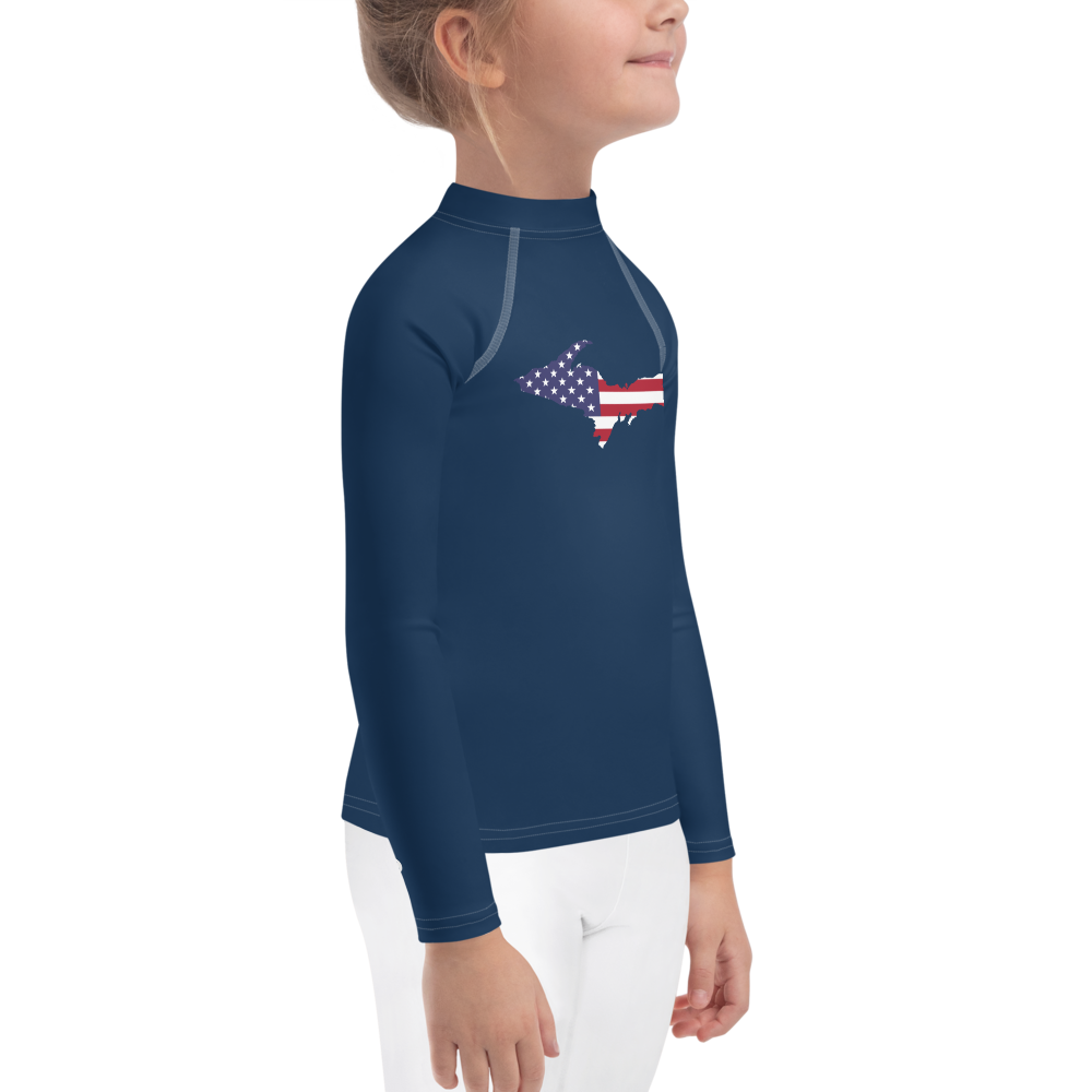 Michigan Upper Peninsula Rash Guard (w/ UP USA Flag) | Toddler - Navy