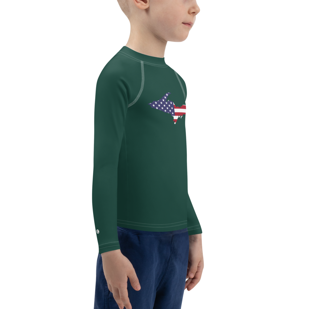 Michigan Upper Peninsula Rash Guard (w/ UP USA Flag) | Toddler - Laconic Green