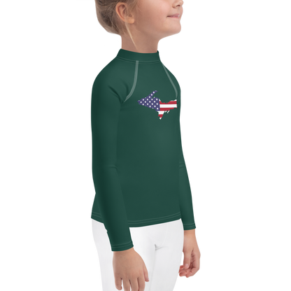 Michigan Upper Peninsula Rash Guard (w/ UP USA Flag) | Toddler - Laconic Green