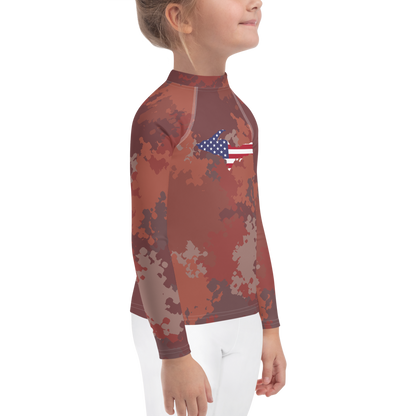 Michigan Upper Peninsula Rash Guard (w/ UP USA Flag) | Toddler - Ore Dock Camo