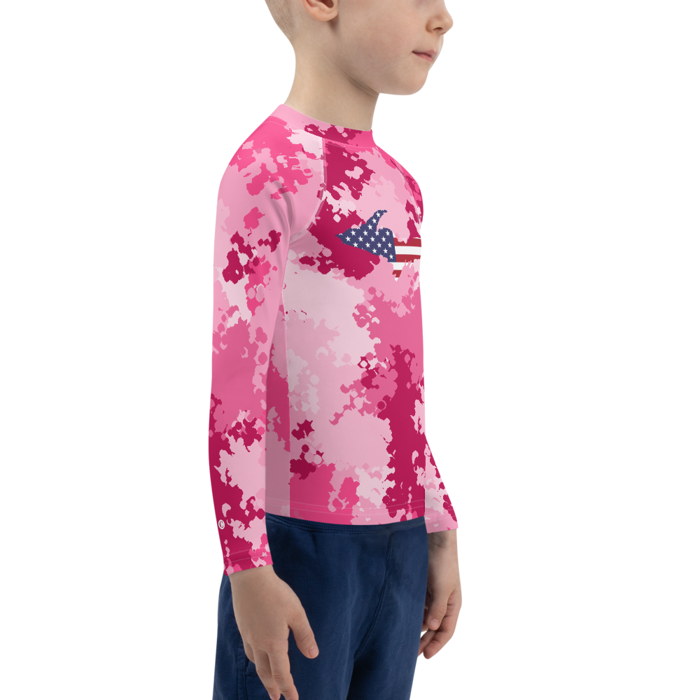 Michigan Upper Peninsula Rash Guard (w/ UP USA Flag) | Toddler - Pink Camo