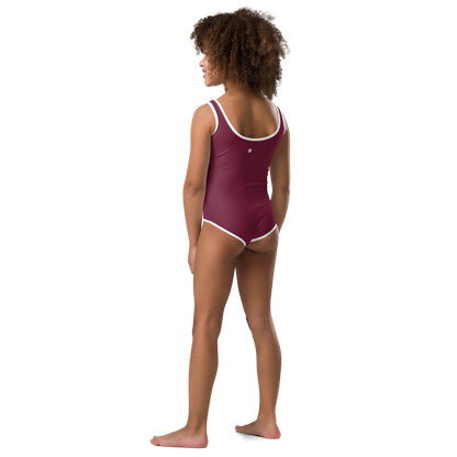 Michigan Upper Peninsula Toddler Swimsuit (w/ UP Outline) | Old Mission Burgundy