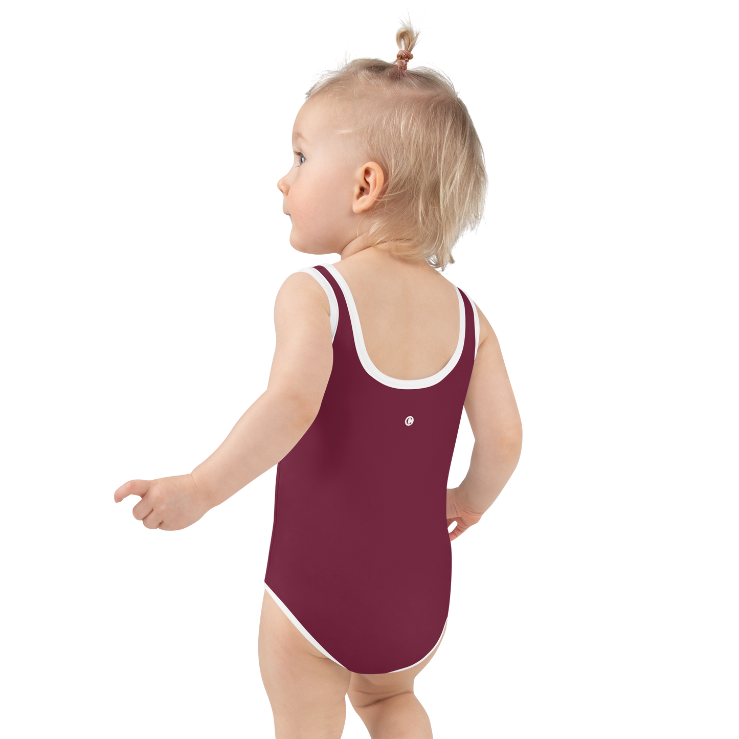 Michigan Upper Peninsula Toddler Swimsuit (w/ UP Outline) | Old Mission Burgundy