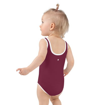 Michigan Upper Peninsula Toddler Swimsuit (w/ UP Outline) | Old Mission Burgundy