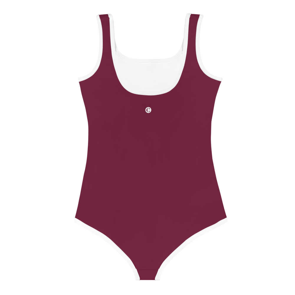 Michigan Upper Peninsula Toddler Swimsuit (w/ UP Outline) | Old Mission Burgundy