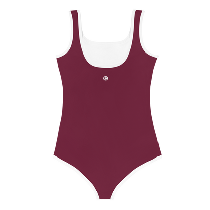 Michigan Upper Peninsula Toddler Swimsuit (w/ UP Outline) | Old Mission Burgundy