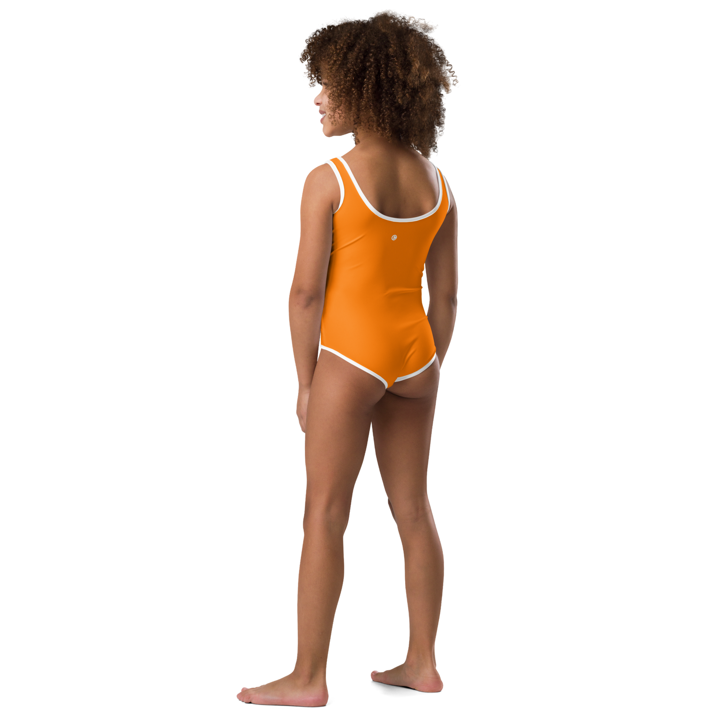 Michigan Upper Peninsula Toddler Swimsuit (w/ UP Outline) | Safety Orange