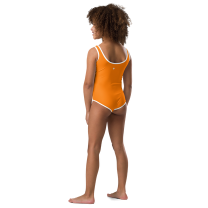 Michigan Upper Peninsula Toddler Swimsuit (w/ UP Outline) | Safety Orange