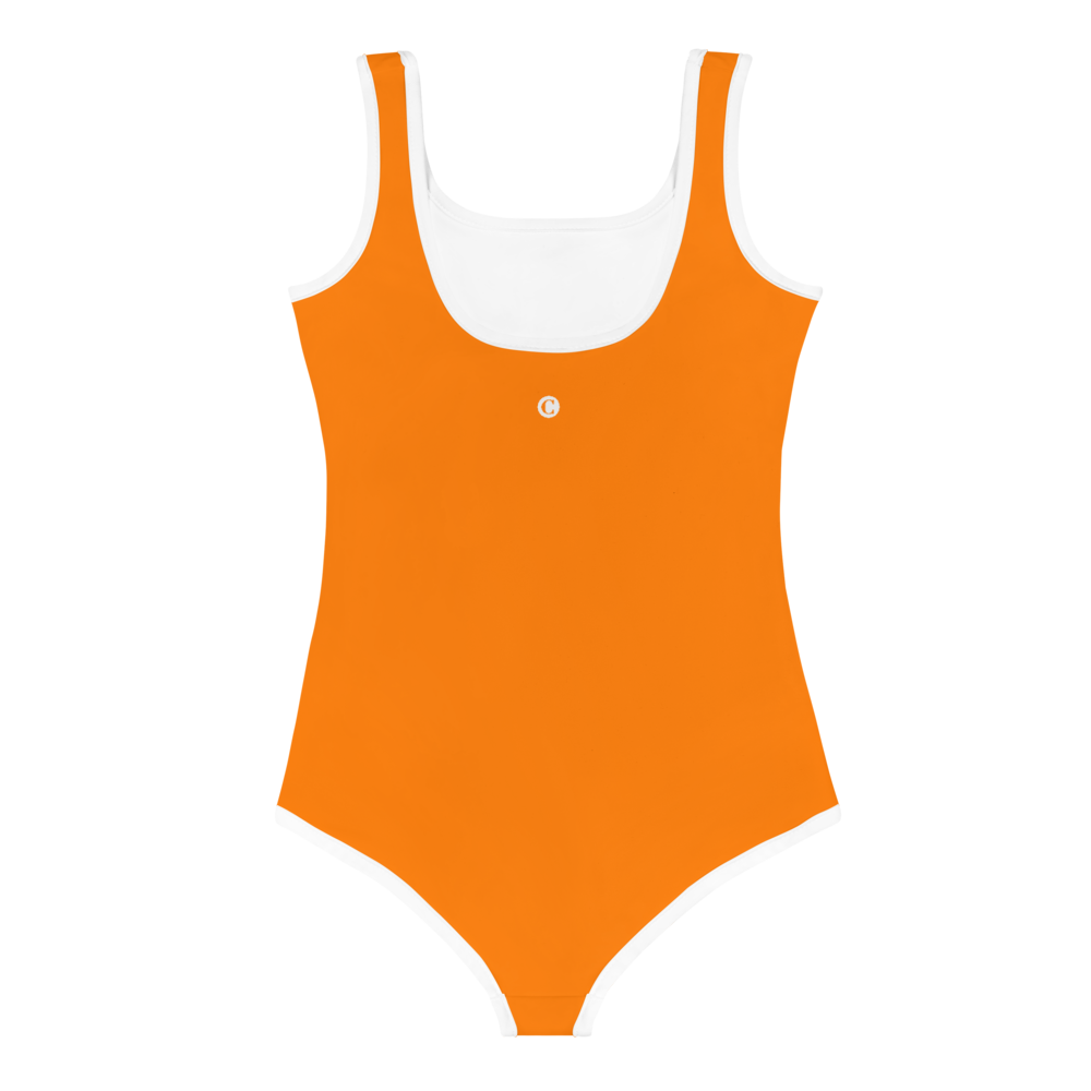 Michigan Upper Peninsula Toddler Swimsuit (w/ UP Outline) | Safety Orange