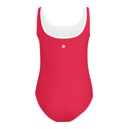 Michigan Upper Peninsula Toddler Swimsuit (w/ UP Outline) | Lighthouse Red