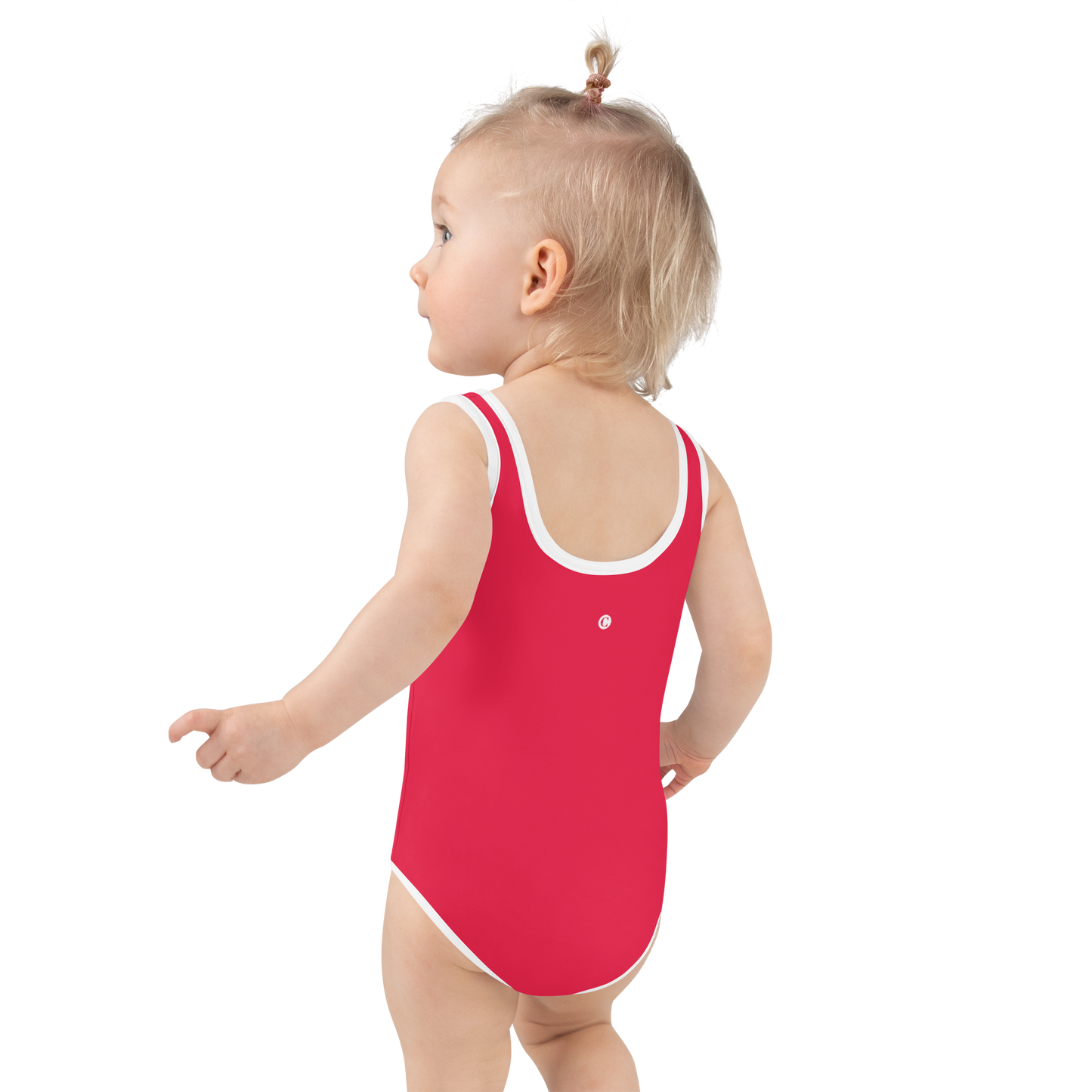 Michigan Upper Peninsula Toddler Swimsuit (w/ UP Outline) | Lighthouse Red