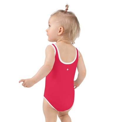 Michigan Upper Peninsula Toddler Swimsuit (w/ UP Outline) | Lighthouse Red