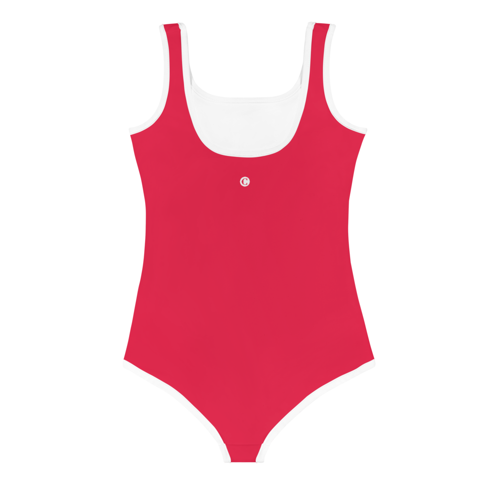 Michigan Upper Peninsula Toddler Swimsuit (w/ UP Outline) | Lighthouse Red