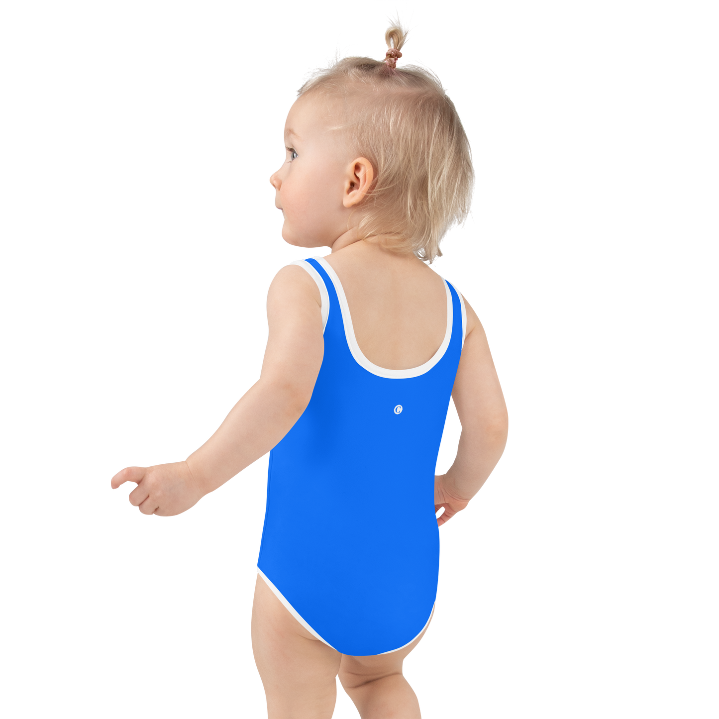 Michigan Upper Peninsula Toddler Swimsuit (w/ UP Outline) | Motor Town Blue