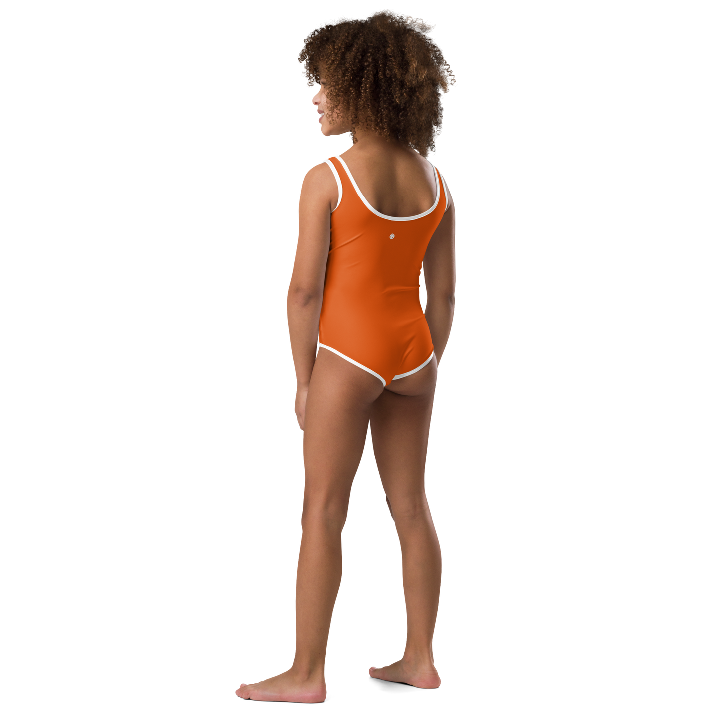 Michigan Upper Peninsula Toddler Swimsuit (w/ UP Outline) | Maple Leaf Orange