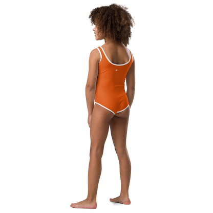 Michigan Upper Peninsula Toddler Swimsuit (w/ UP Outline) | Maple Leaf Orange