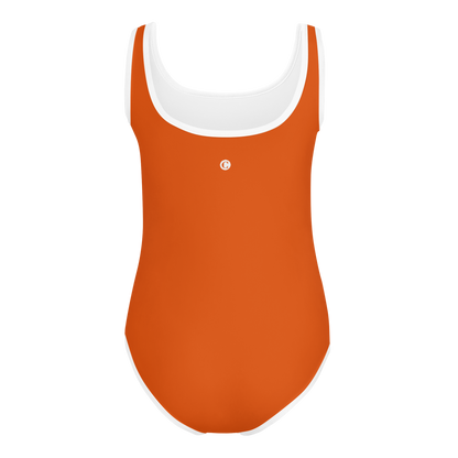 Michigan Upper Peninsula Toddler Swimsuit (w/ UP Outline) | Maple Leaf Orange