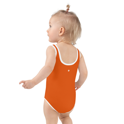 Michigan Upper Peninsula Toddler Swimsuit (w/ UP Outline) | Maple Leaf Orange